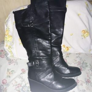Wide calf black boots